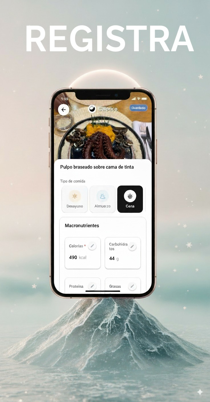 Calorico app interface mostrando función de preguntas IA